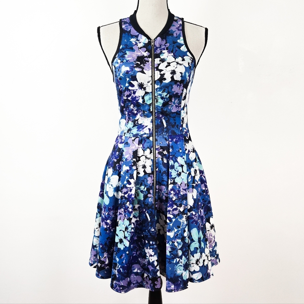 Romeo + Juliet Floral Mini Fit and Flare Scuba Dress